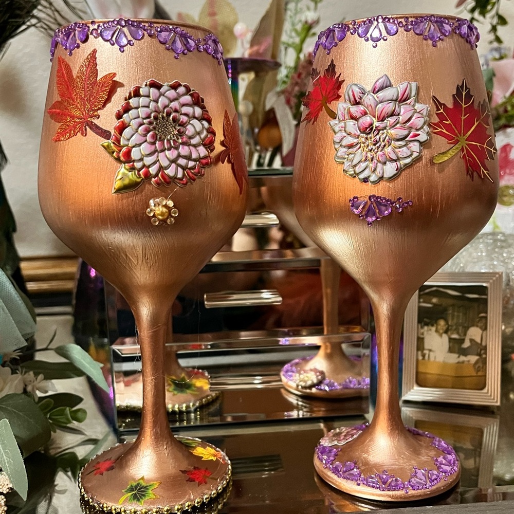 2 Silver  Rhinestones Goblets